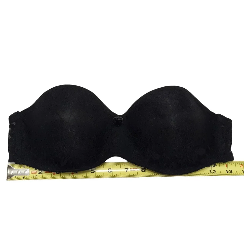 Rene Rofe Bra 36B Black Strapless Floral Lace Padded Underwired‎ Womens - Picture 2 of 11